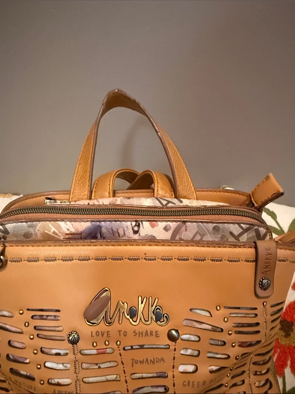 Anekke Tan Laser-Cut Backpack - Love to Share
